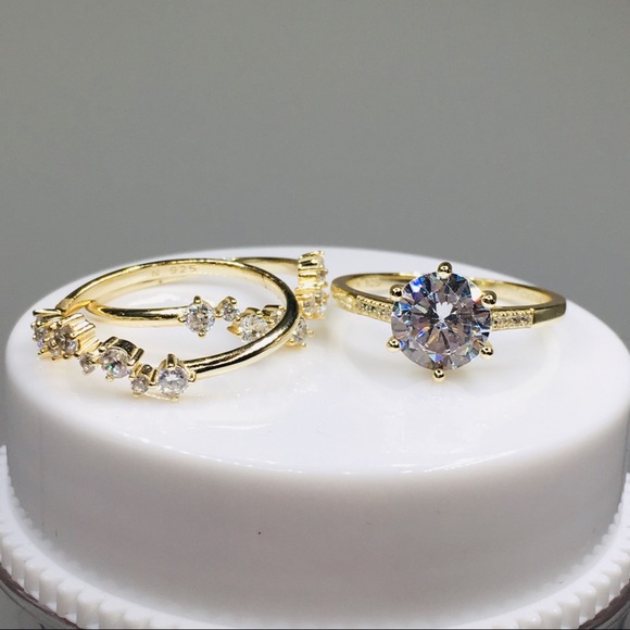 ❌ SOLD ❌ 14k yellow gold 3 ring set diamond - Picture 5 of 8